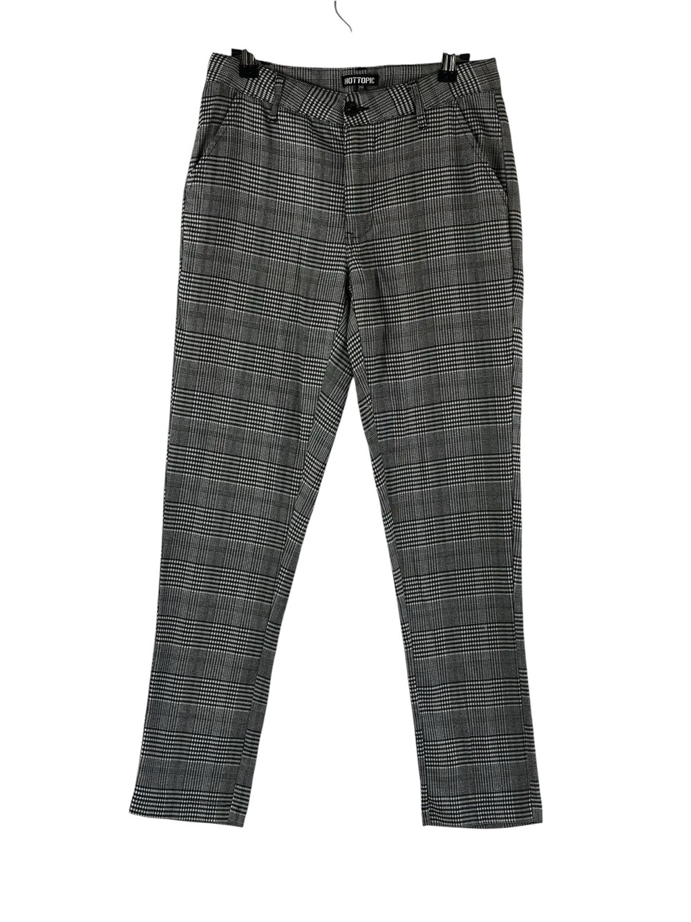 Hot Topic Black & White Plaid Slim Ankle Pants Size 28 Goth Academia Punk Office